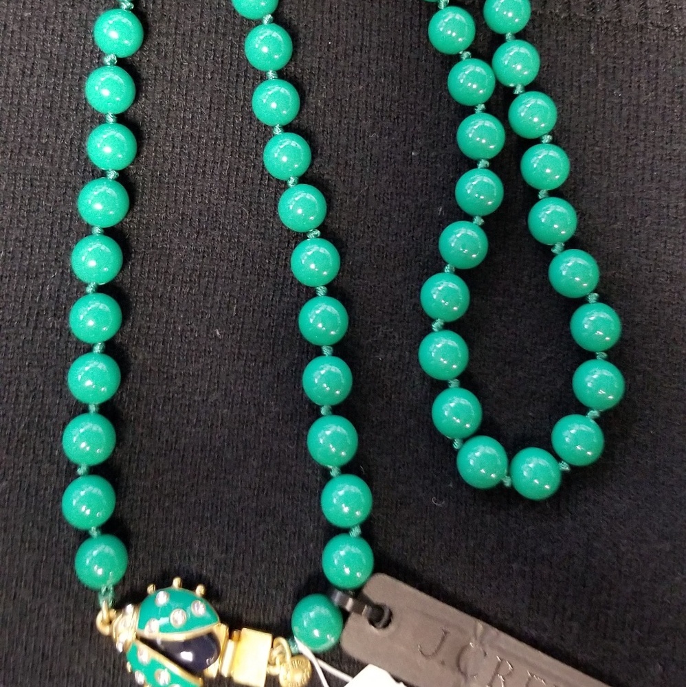 Rare J Crew beaded Ladybug necklace